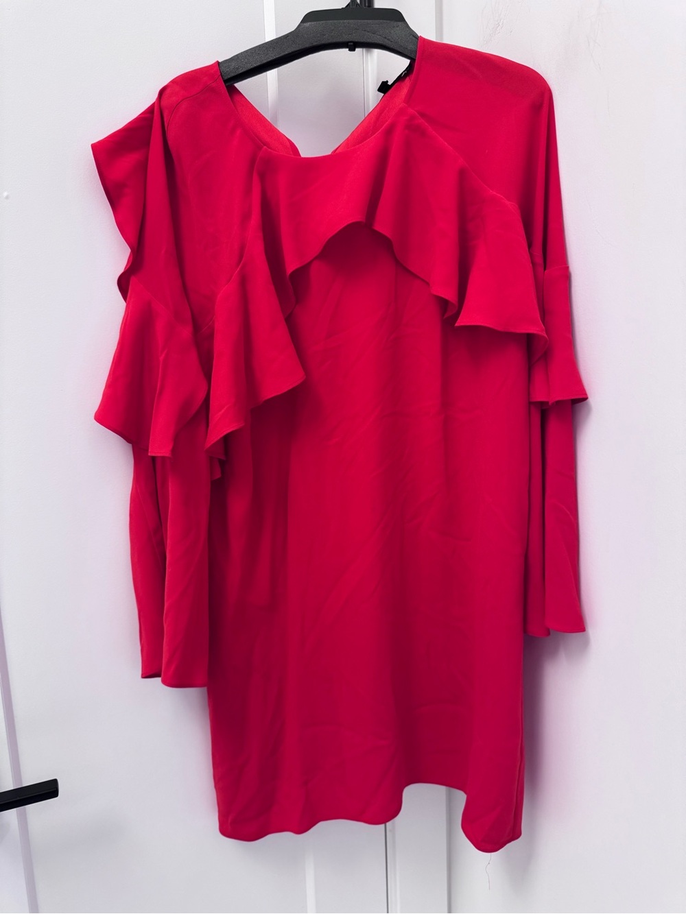 BCBGMaxAzria Crimson Ruffle Long Sleeve Dress